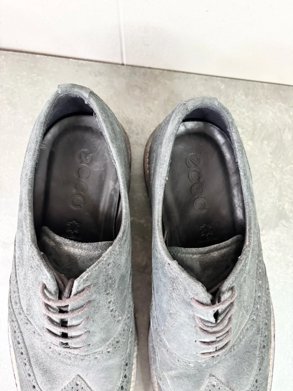 ECCO Mens Kenton Wing Tip Oxford charcoal grey black size 9 men’s